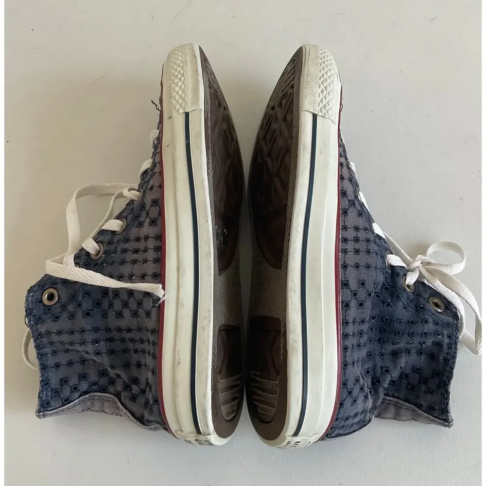 Converse Chuck Taylor All Star High Top Blue Perforated Sneakers Women's Size 7 - Picture 6 of 8